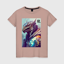 Женская футболка Cool dragon - hieroglyph ai art