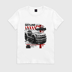 Футболка хлопковая женская Skyline gtr34, цвет: белый