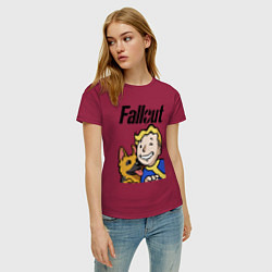 Футболка хлопковая женская Vault boy and shepherd, цвет: маджента — фото 2