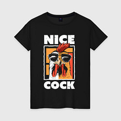 Футболка хлопковая женская Nice cock, цвет: черный