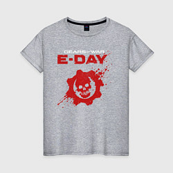 Футболка хлопковая женская Gears of war e-day logo, цвет: меланж