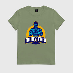 Футболка хлопковая женская Муай тай воин, цвет: авокадо