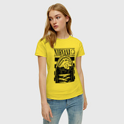 Футболка хлопковая женская Nirvana grunge rock, цвет: желтый — фото 2
