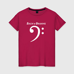 Женская футболка Бах и Брамс по-английски с басовым ключом белым