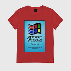 Футболка хлопковая женская Windows 3, цвет: красный