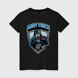 Футболка хлопковая женская Army force, цвет: черный