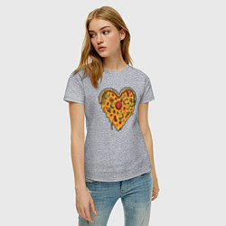 Футболка хлопковая женская Pizza heart, цвет: меланж — фото 2