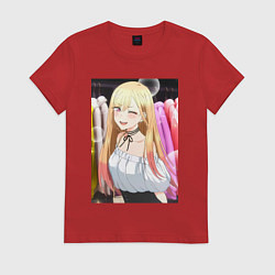 Футболка хлопковая женская Эта фарфоровая кукла влюбилась, цвет: красный