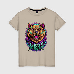Женская футболка Свирепый медведь с надписью