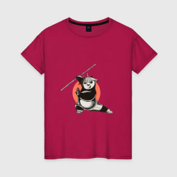 Женская футболка Кунгфу панда По с бамбуковой палкой