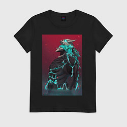 Футболка хлопковая женская Кайдзю номер восемь Кафка Хибино арт, цвет: черный