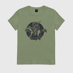 Футболка хлопковая женская Cowboy, цвет: авокадо