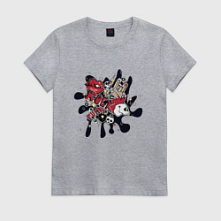 Футболка хлопковая женская Панк рок черепа, цвет: меланж