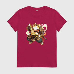 Женская футболка Кот самурай и лапша