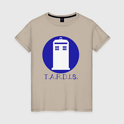 Футболка хлопковая женская Blue tardis, цвет: миндальный