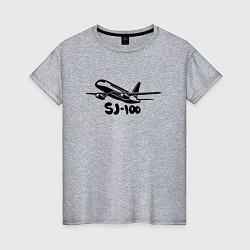 Женская футболка Сухой Суперджет 100 черный с надписью