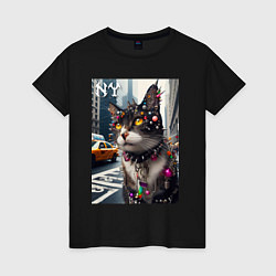 Женская футболка Пирсинг Нью-Йоркского кота - нейросеть