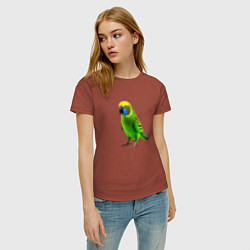Футболка хлопковая женская Зеленый попугай, цвет: кирпичный — фото 2