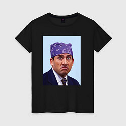 Футболка хлопковая женская Michael Scott - Prison mike the office meme, цвет: черный