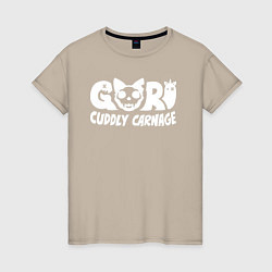 Футболка хлопковая женская Goro cuddly carnage logotype, цвет: миндальный