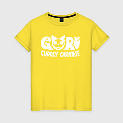 Футболка хлопковая женская Goro cuddly carnage logotype, цвет: желтый