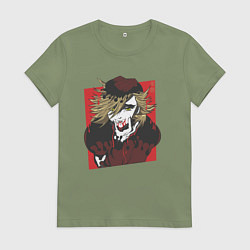 Футболка хлопковая женская Клинок рассекающий демонов 2 Высшая Луна Доума, цвет: авокадо