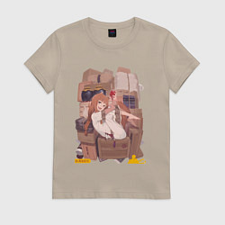 Футболка хлопковая женская Волчица и пряности Холо арт, цвет: миндальный