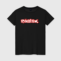 Футболка хлопковая женская Roblox красный мем, цвет: черный