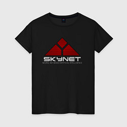 Футболка хлопковая женская Skynet - cyberdyne, цвет: черный