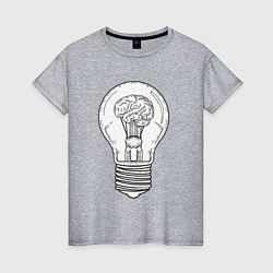 Женская футболка Мозг и лампочка