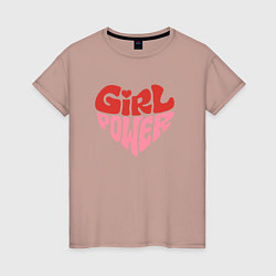 Футболка хлопковая женская Girl Power, цвет: пыльно-розовый