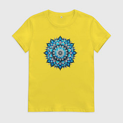 Женская футболка Мандала цветок голубой