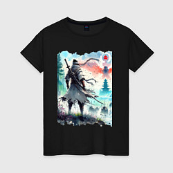 Женская футболка Warrior samurai - ai art watercolor