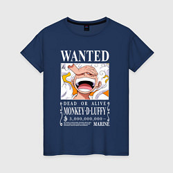 Футболка хлопковая женская Monkey D Luffy - wanted, цвет: тёмно-синий