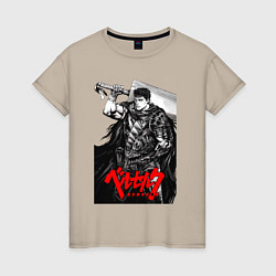 Футболка хлопковая женская Berserker - Гатс, цвет: миндальный