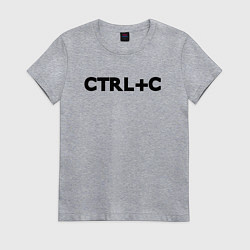 Футболка хлопковая женская Иностранная надпись cntrl c, цвет: меланж
