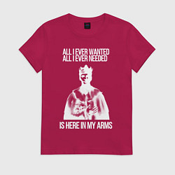 Футболка хлопковая женская In my arms белый, цвет: маджента