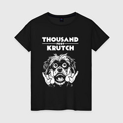 Футболка хлопковая женская Thousand Foot Krutch rock dog, цвет: черный