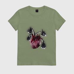 Футболка хлопковая женская Увядшее сердце, цвет: авокадо