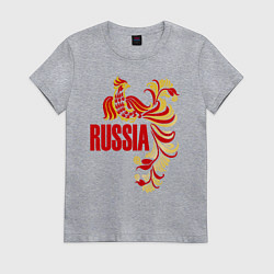 Футболка хлопковая женская Russia, цвет: меланж