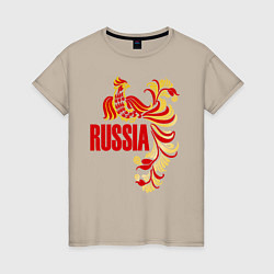 Футболка хлопковая женская Russia, цвет: миндальный