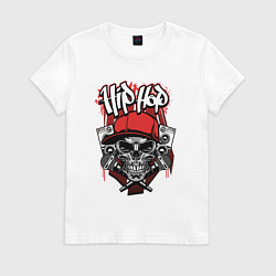 Футболка хлопковая женская Hip-hop skeletor, цвет: белый