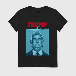 Футболка хлопковая женская Трамп - челюсти, цвет: черный