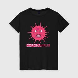 Футболка хлопковая женская Pink coronavirus, цвет: черный