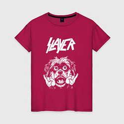 Футболка хлопковая женская Slayer rock dog, цвет: маджента