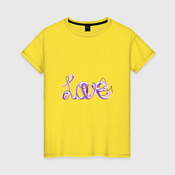 Женская футболка Love написанный от руки с линиями вокруг