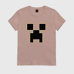 Футболка хлопковая женская Логотип игры Майнкрафт, цвет: пыльно-розовый