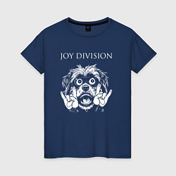 Футболка хлопковая женская Joy Division rock dog, цвет: тёмно-синий