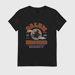 Футболка хлопковая женская Salem - ведьма на метле, цвет: черный