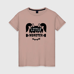 Футболка хлопковая женская Little monster - girl - пара, цвет: пыльно-розовый